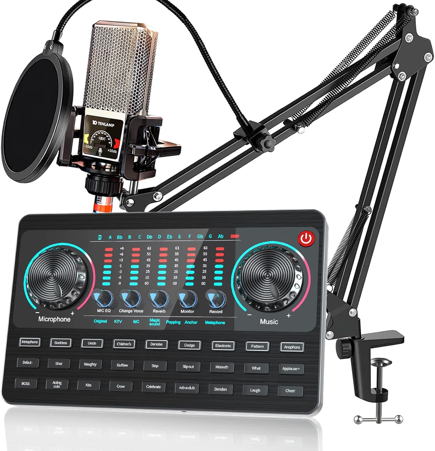 Audio Interface Mixer Live Sound Card and Podcast Microphone, Studio