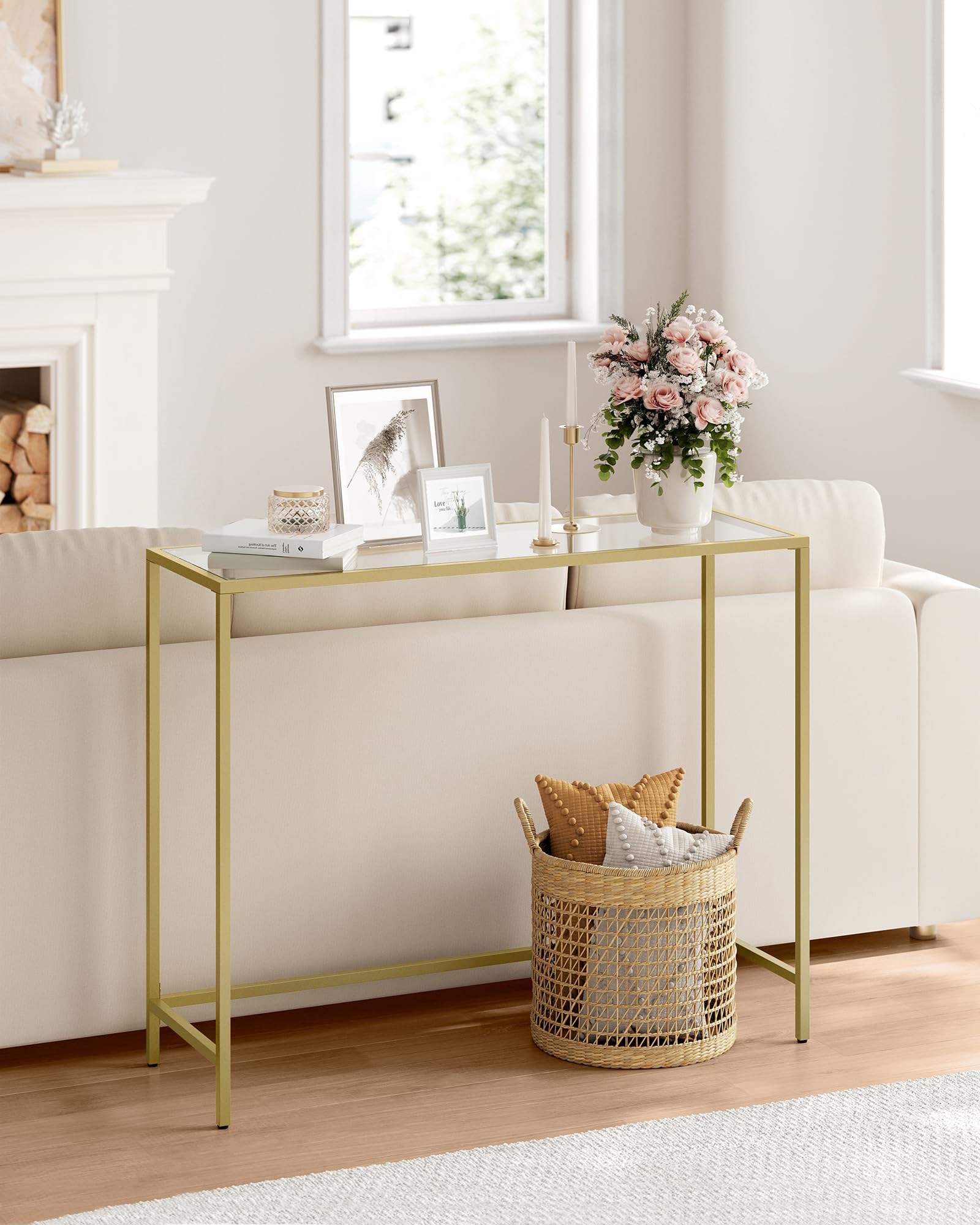 Amazon.com: VASAGLE Entryway Table, Console Table, Tempered Glass