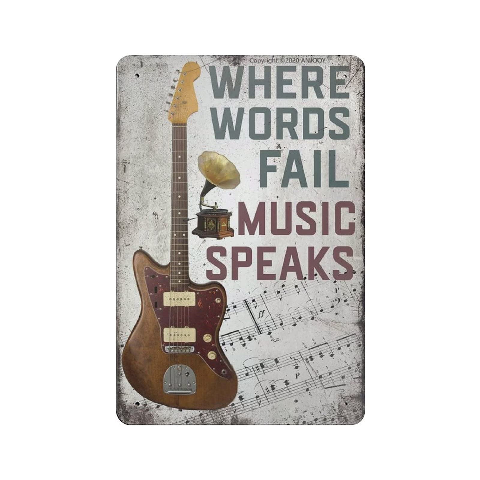 Metal Guitar Metal Signs, Fun Poster For Bar Kitchen Cafe Farmhouse Wall Decor 12x8 Inch