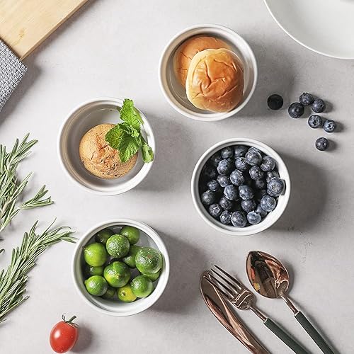 Miniatura 3 de Sweejar Ceramics - Platos de soufflé, ramequines, 8 onzas para hornear, pudín, crema brulee, soufflé, juego de 6 unidades (blanco)