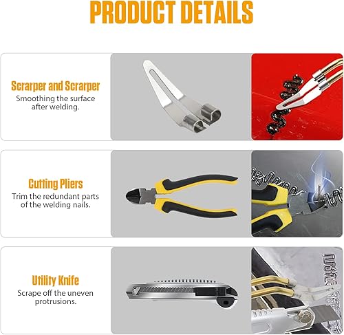 Miniatura 3 de AUTOAND Pistola de soldadura de grapadora caliente de 100 W, máquina de soldadura de plástico, kit de reparación de parachoques de automóvil con