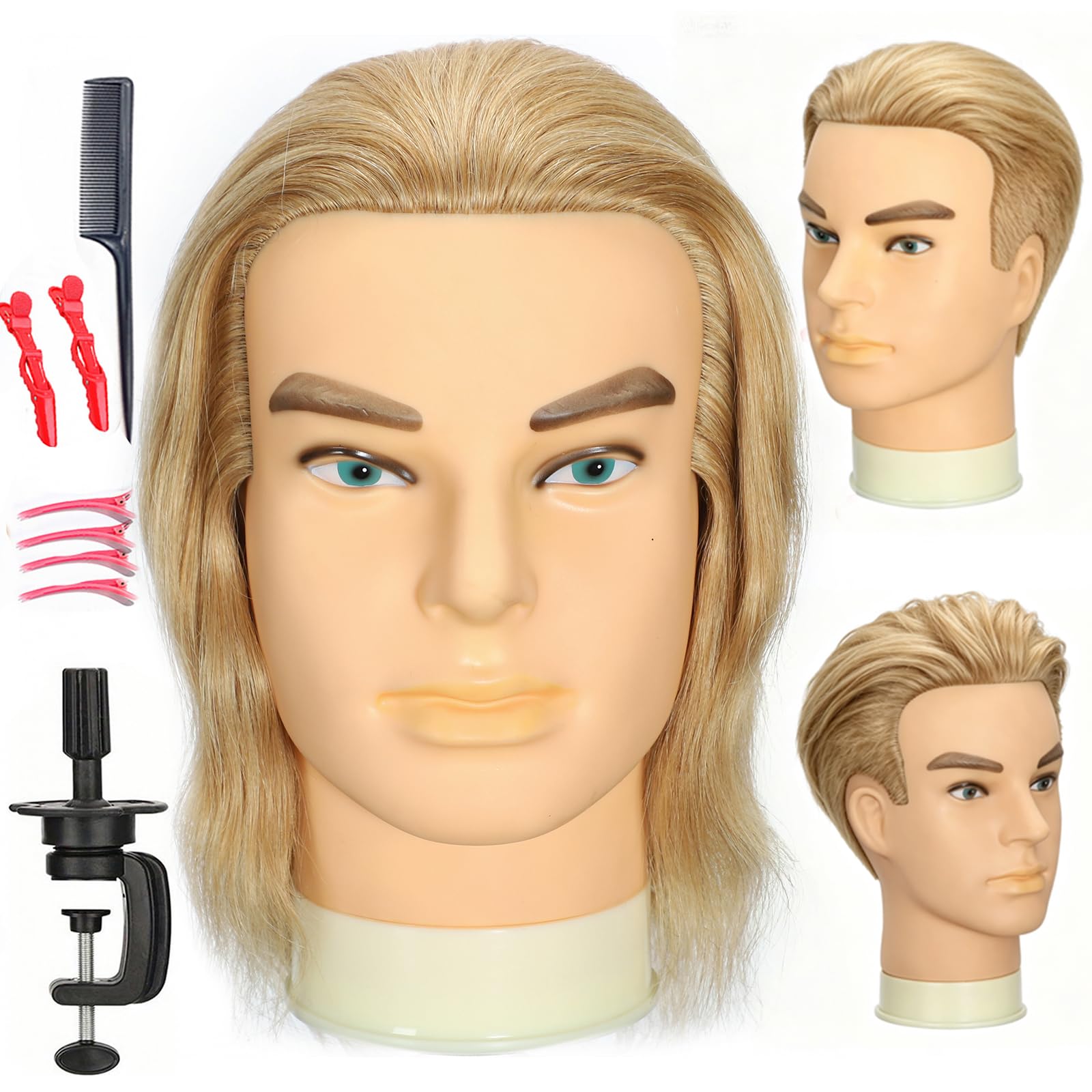simnient Male Barber Mannequin Head 100% Real Hair Mannequin - training heads | Mubboo
