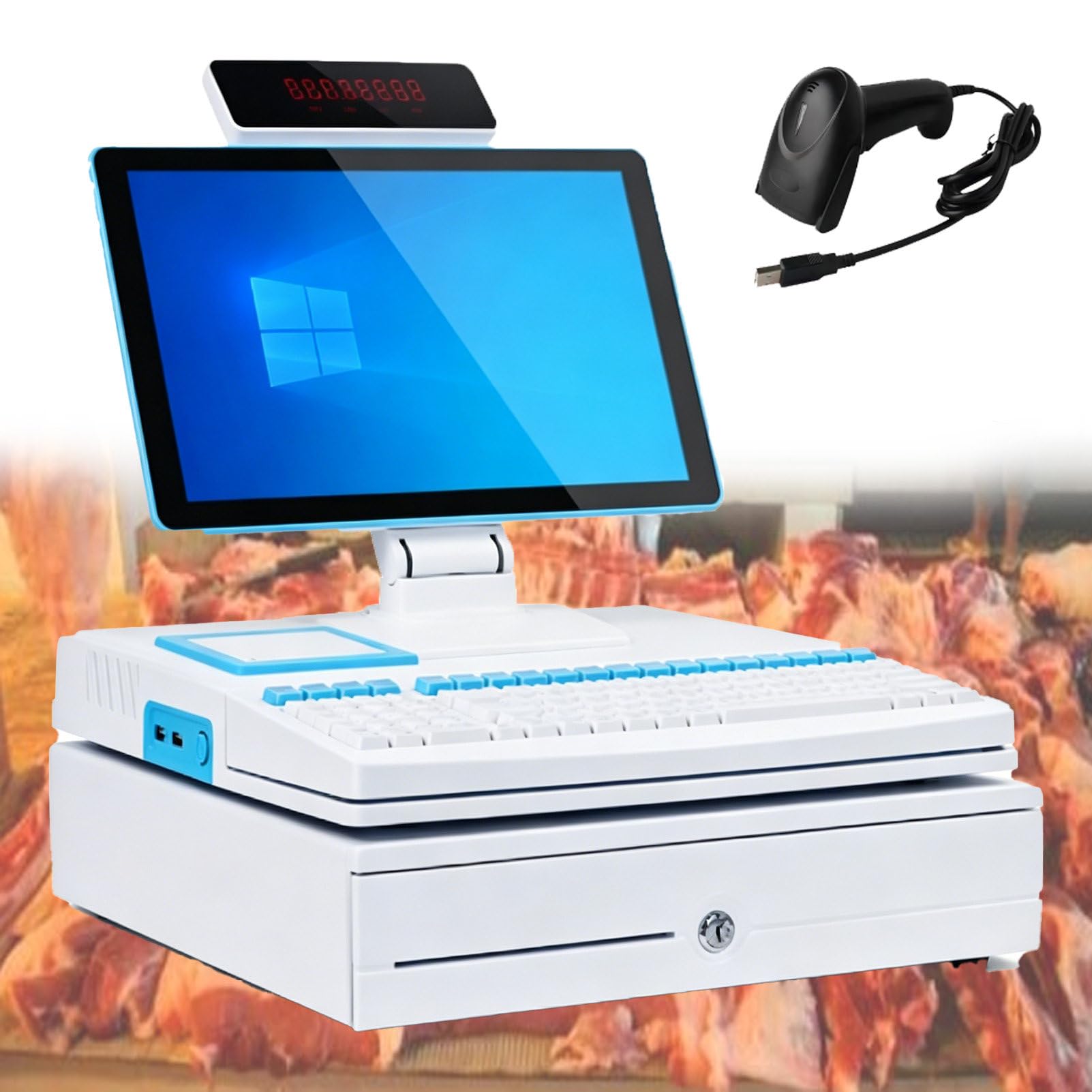Pvxa White Point Of Sale 15.6" Touch Screen Cash Register, All-In-One Smart Pos Professional Cash Register, With Cpu I3, 4 Gb Ram, 64 Gb Ssd, For Retail And Restaurant Singlescreen