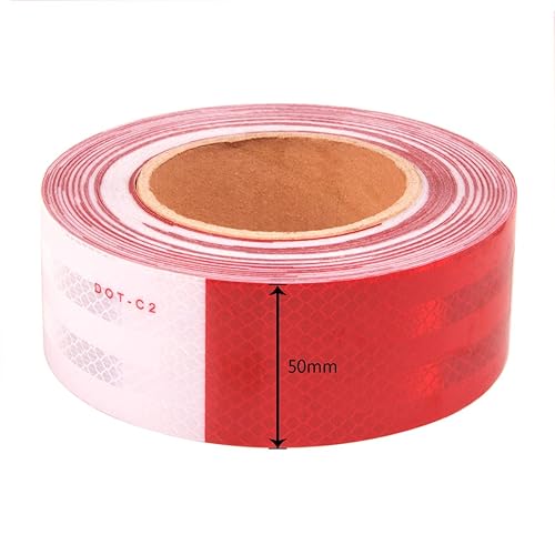 Miniatura 2 de Acrux7 Cinta de seguridad reflectante, patrón de láminas retrorreflectantes DOT-C2 de 2 pulgadas x 73 pies alternando segmentos de color blanco y