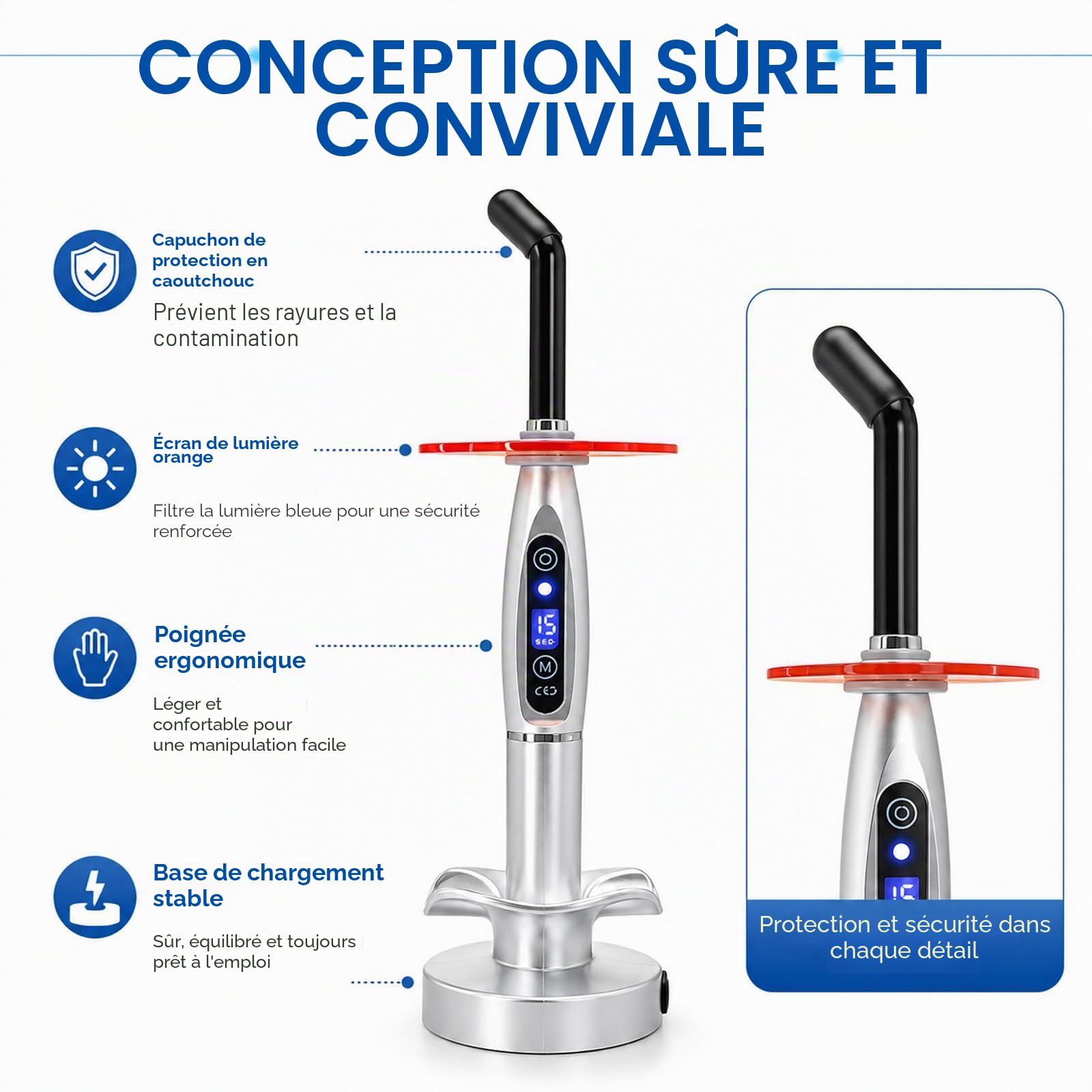 Kit de décoration Dentaire LED,Lampe LED pour Bijoux dentaires,Appareil polymérisation UV LED buccal,Modes d'intensité Variable(clignotement Puissant et progressif),Outil pour kit décoration