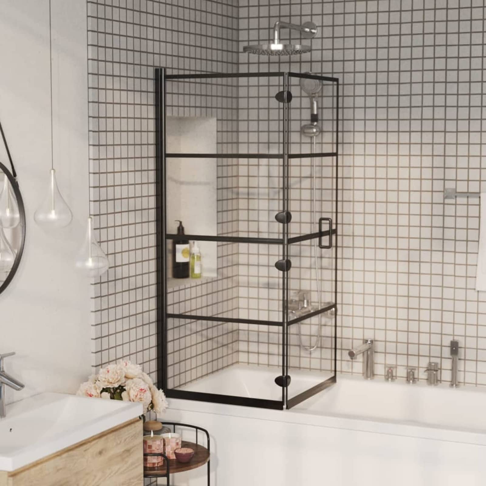 Buy Ksod Folding Shower Enclosure ESG 120x140 cm Black,Shower Screens