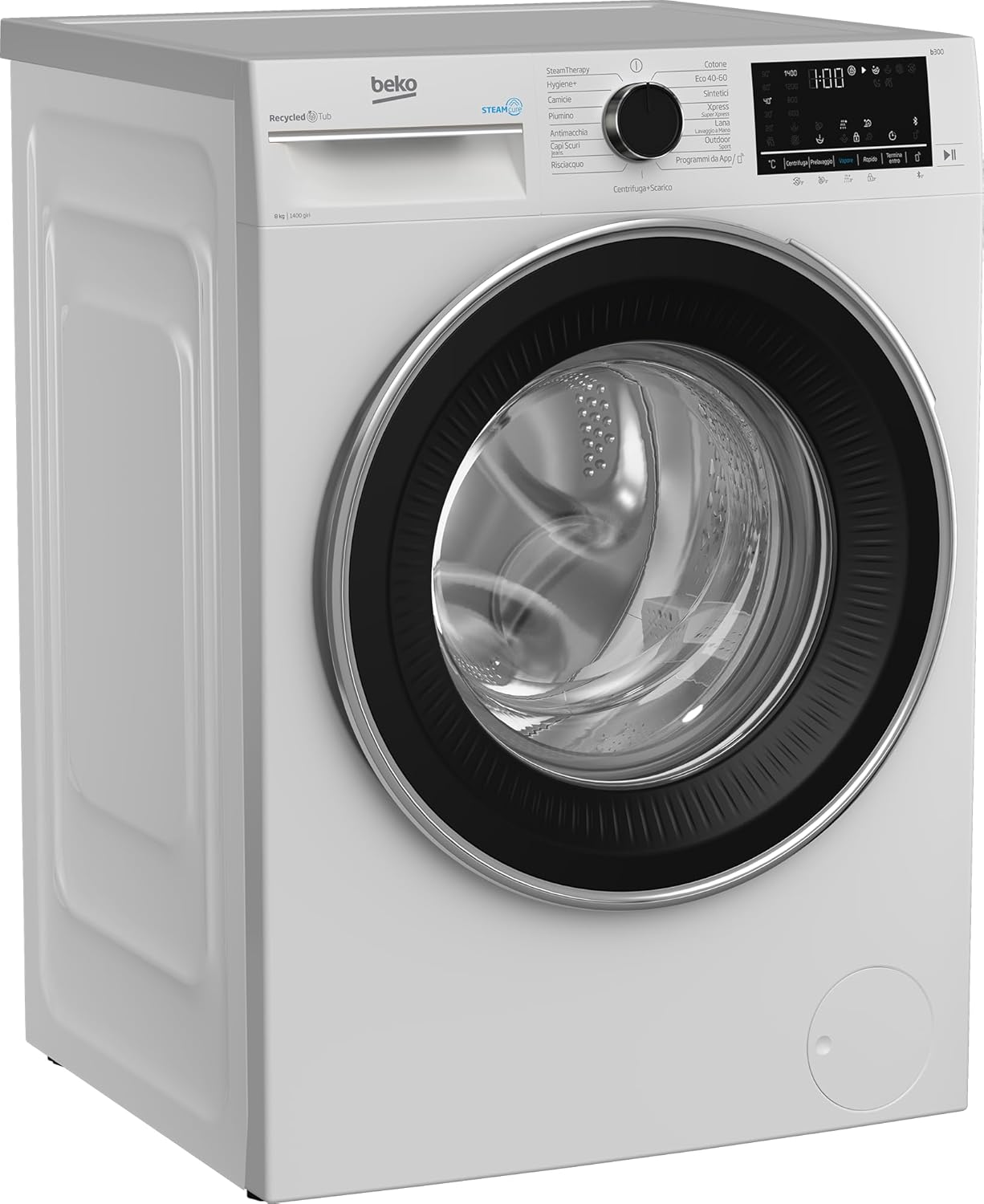 Beko - BWU384B - Lavatrice Beyond 8Kg, 1400 giri/minuto, Display Touch, SteamCure 2.0, Connessione HomeWhiz Bluetooth - Bianco, 60x55x h84 cm Beko - BWU384B - Lavatrice Beyond 8Kg, 1400 giri/minuto, Display Touch, SteamCure 2.0, Connessione HomeWhiz Bluetooth - Bianco, 60x55x h84 cm