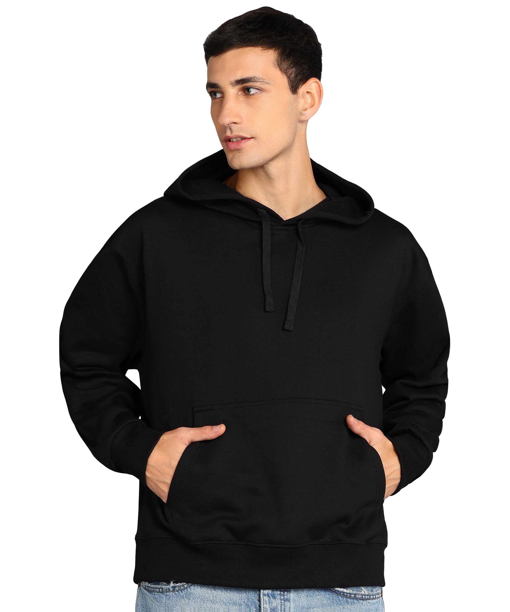 Sponsored Ad - Men’s Solid Oversized Hoodie | Cotton Blend Pullover with Kangaroo Pocket & Adjustable Hood | Casual Winter Wear