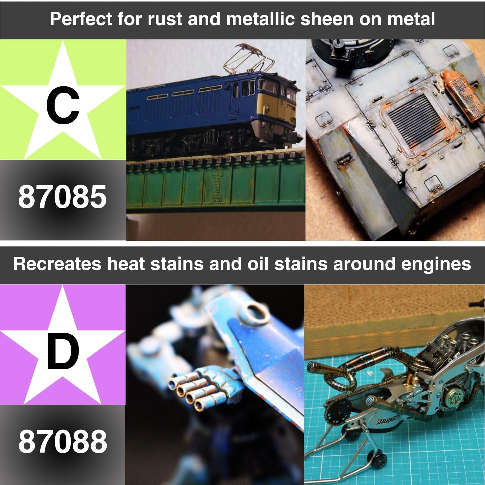 Weathering Master 6-Set (A, B, C, D, E, F) with Chipping Sponge & Alligator Clip Sticks 5 Pcs Set 87079/87080/87085/87088/87098/87123 Oil Paint, Stippling, Painting Tools, Weathering Effects - Image 5