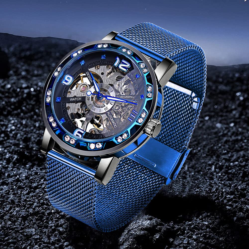 Herren Skelett Mechanische Armbanduhr Automatik Mechanische Uhren Keine Batterie Edelstahl Metall Uhren für Herren