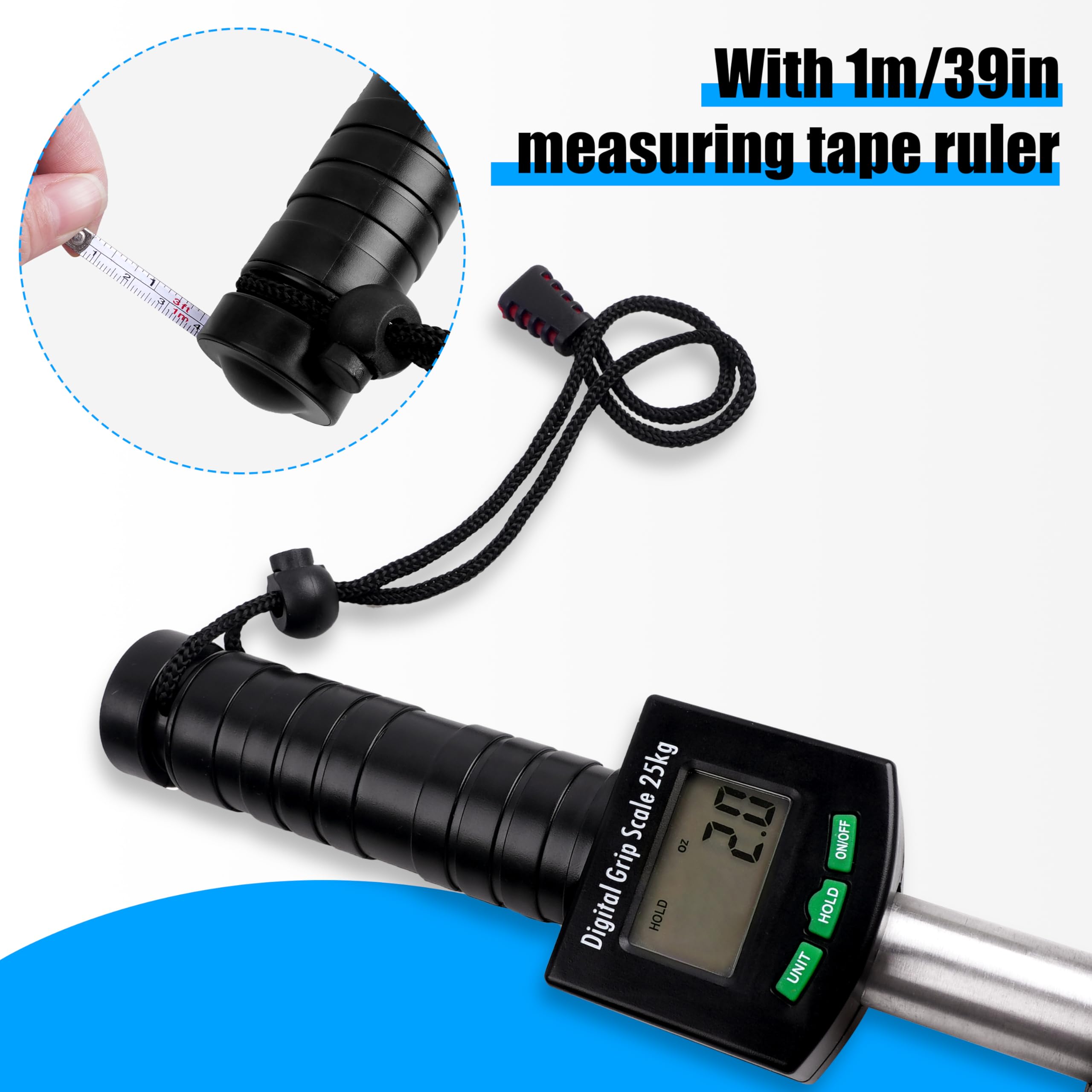 Pinza de pescado con escala digital de peces, capacidad de carga de 50 libras/25 kg, función de memoria, resistente al agua salada, portátil de acero inoxidable, agarre de labios de pescado, agarre de