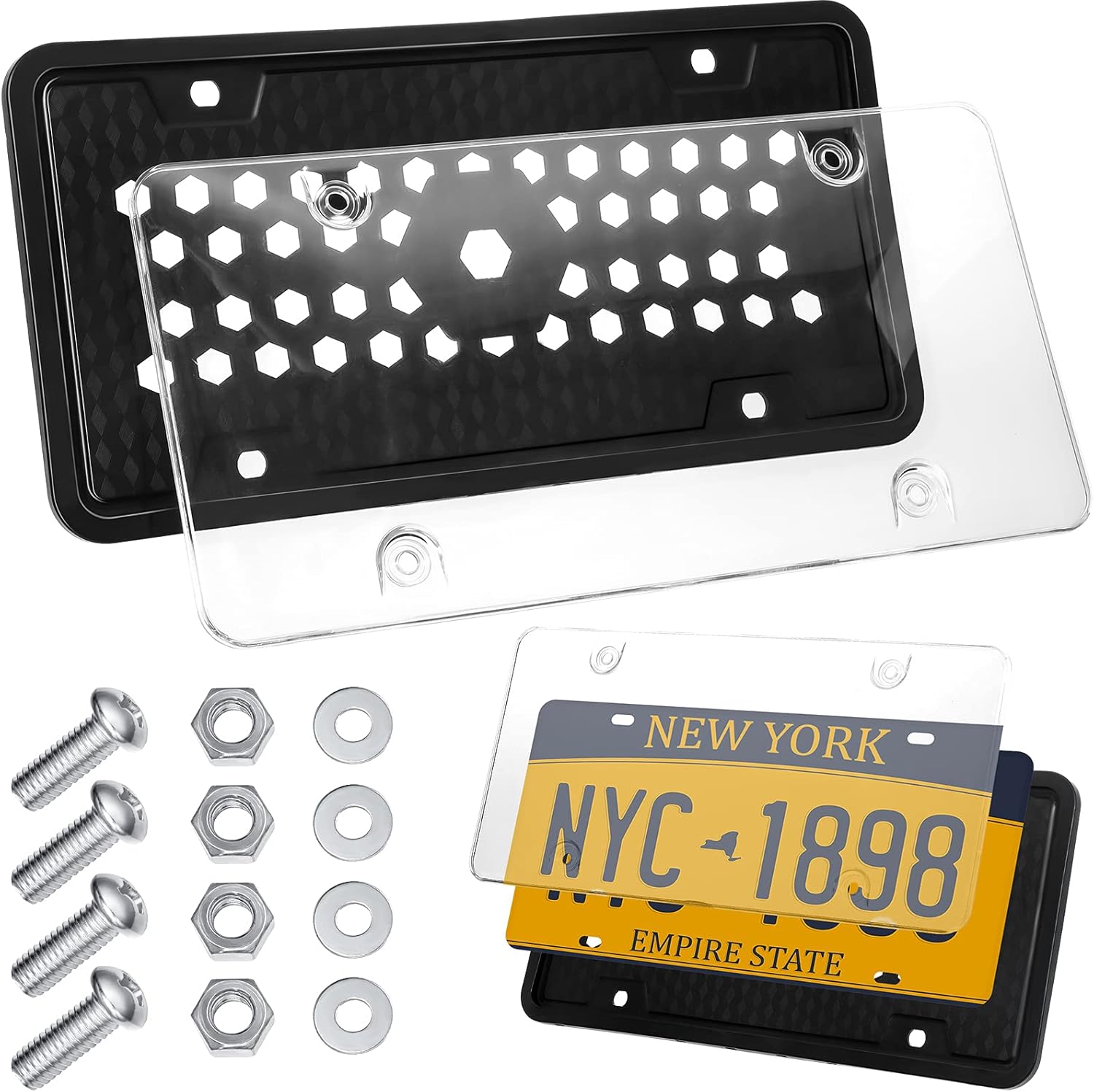 Car License Plate Frame Cover License Plate Protector Combo