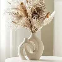 Pearpot - Vaso Decorativo, Decoração Sala, Vasos Decorativos, Enfeites Decorativos, Vaso, Jarros Decorativos, Cerâmica, Branco, Creme Fosco e Beige, 22*16cm+18*14cm, 2 Unidades