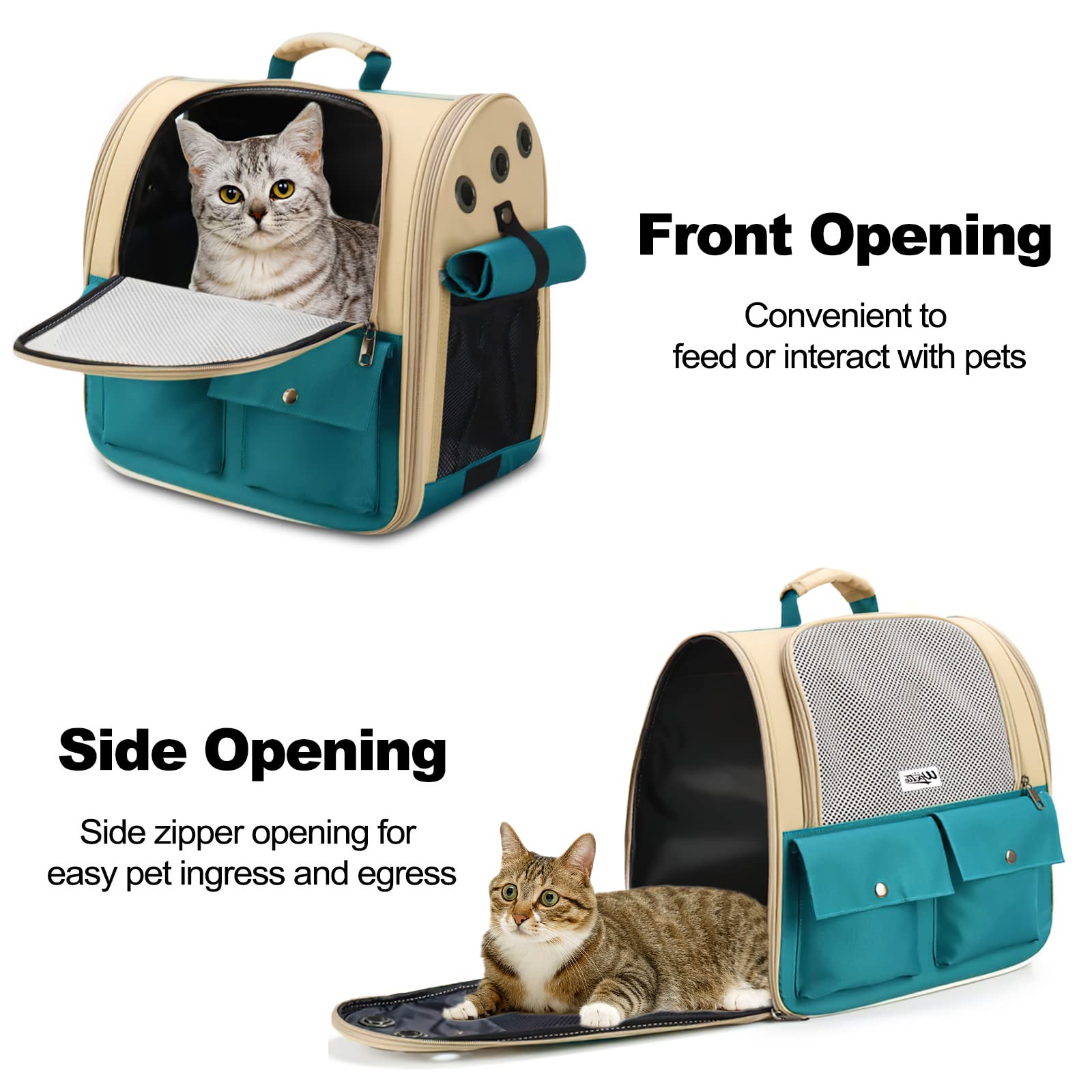 BOSERMEN Cat Backpack Carrier, Pet Bubble Backpack, Ventilated Pet Backpack for Kitten and Puppy, Foldable Pet Backpack, Designed for Travel, Hiking, Walking & Outdoor Use(M, Blue+White)