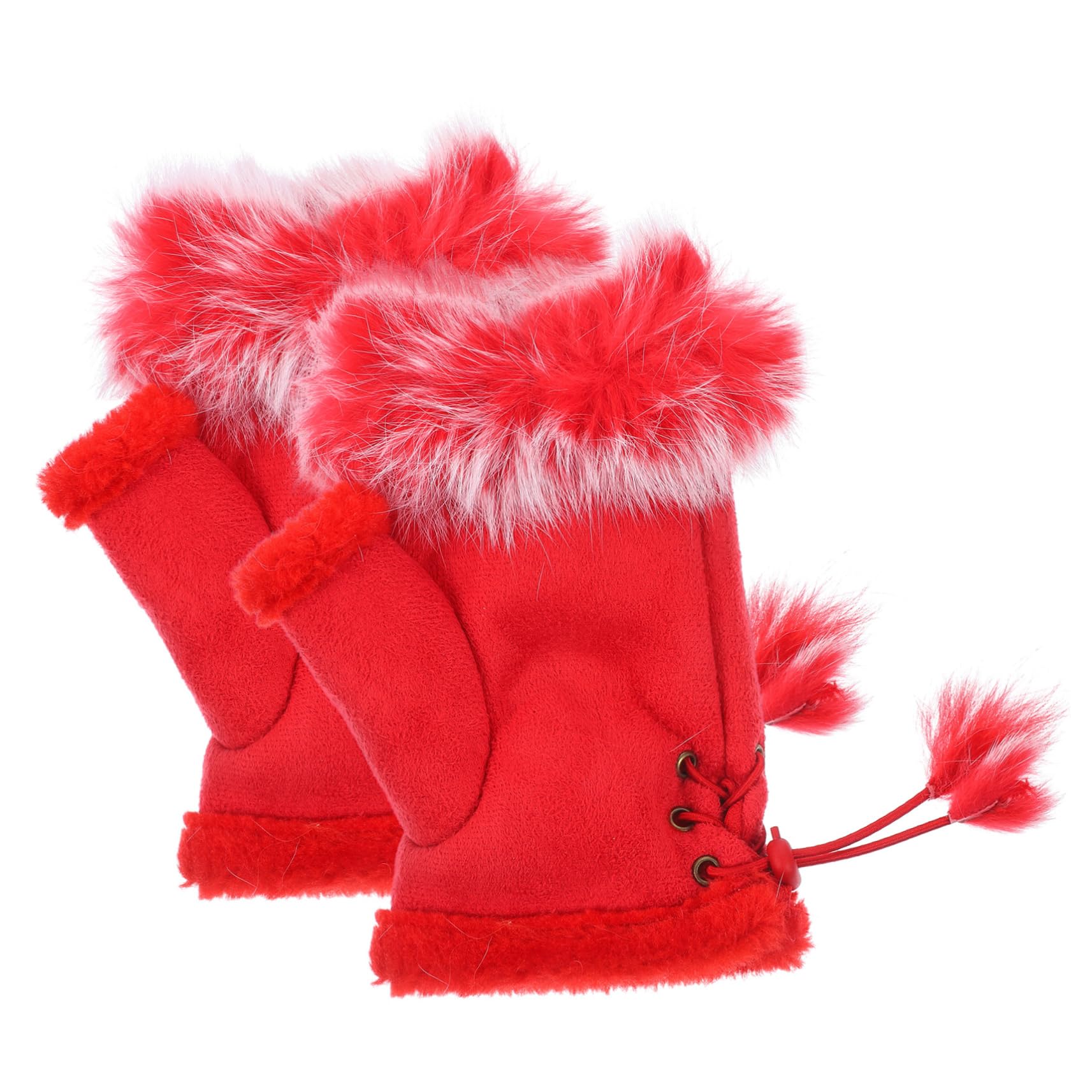 LIFKOME 1pair Fingerless Gloves for Women and Teens Mittens for Cold Weather for Outdoor Sports Driving and Touchscreen Use