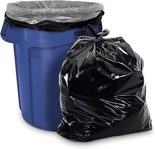 Aluf Plastics Revestimientos negros resistentes para botes de basura de 55-60 galones, 2 milésimas de pulgada de pulgada de grosor (38 x 58