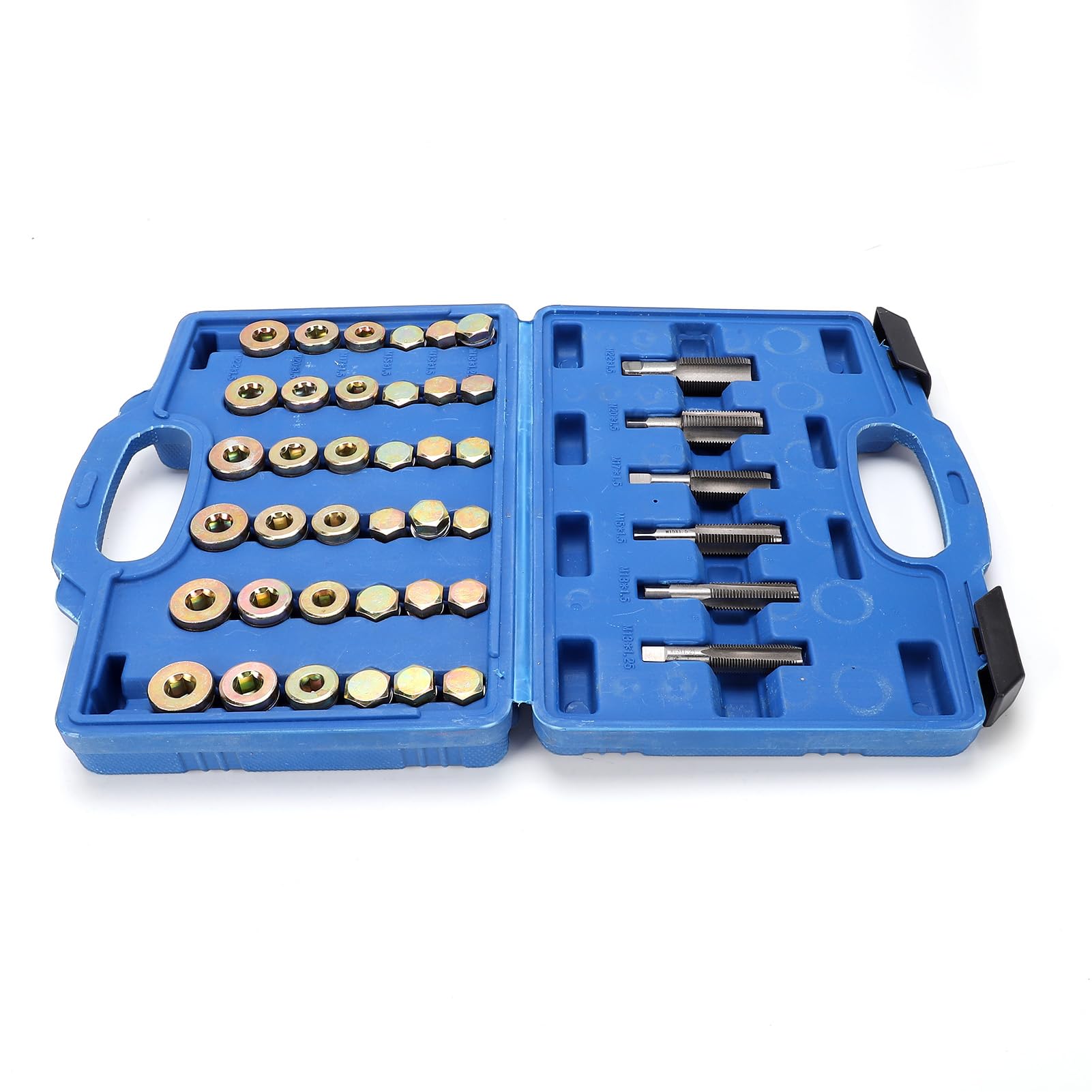 Kit di Riparazione Tappo di Scarico Coppa Olio Motore da 114 Pezzi, Set di Strumenti di Riparazione Filettatura Automatica in Acciaio Legato, Adatto per la Maggior Parte delle (114 pezzi)