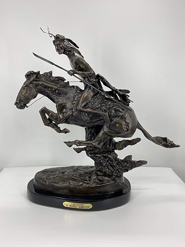 Estatua de escultura de bronce hecha a mano americana Cheyenne por Frederic Remington tamaño bebé 8.5 pulgadas de alto