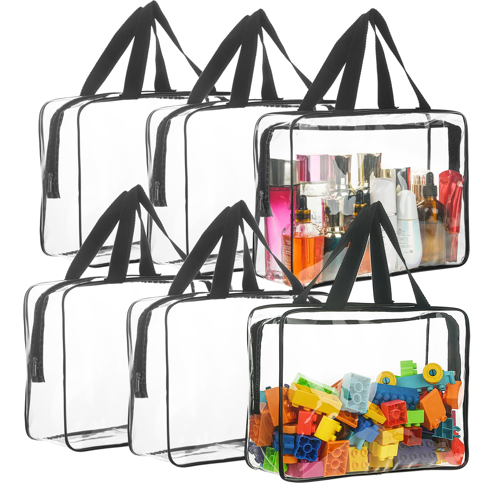 GAESHOW 6er Set Spielzeug Aufbewahrungstaschen - Transparent PVC Taschen Mit Reißverschluss