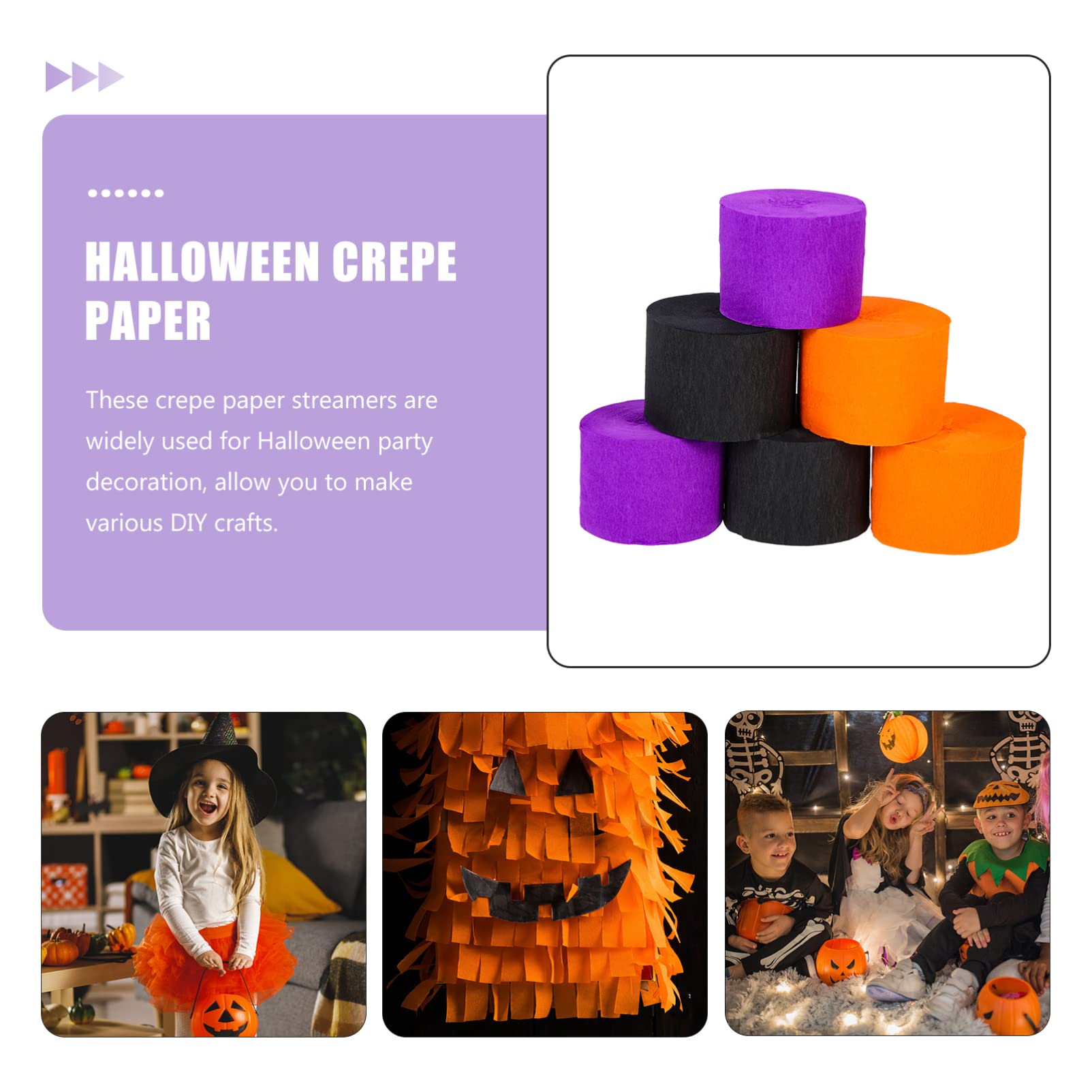 SHINEOFI 30rollos Serpentinas Crepé Para Halloween Decoración Colgante Temáticos Naranja Negro Para Manualidades y