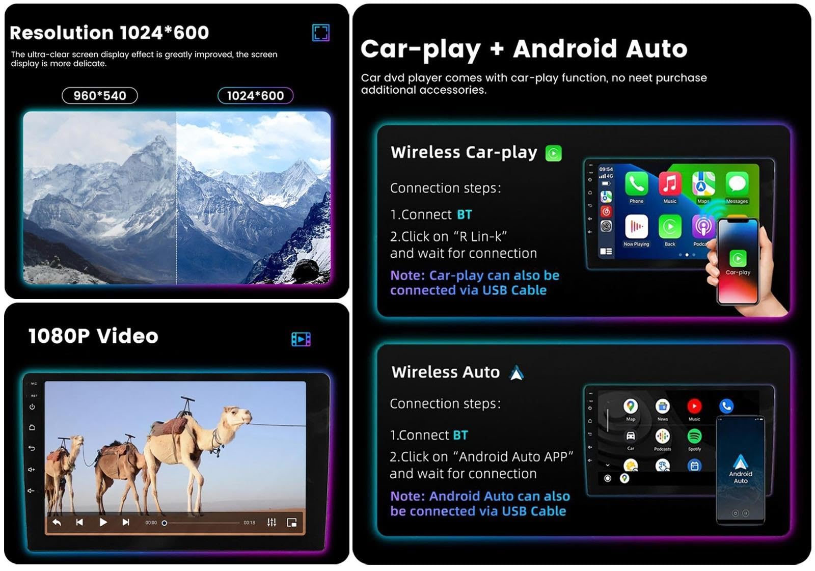 Autoradio Double Din per Volkswagen Touareg Fl Nf 2010-2018, Lettore Navigazione Multimediale Auto, Carplay Wireless & Android Auto, Bluetooth 5.0/FM AM DAB+, RDS SWC/DVR & Cam(X1)