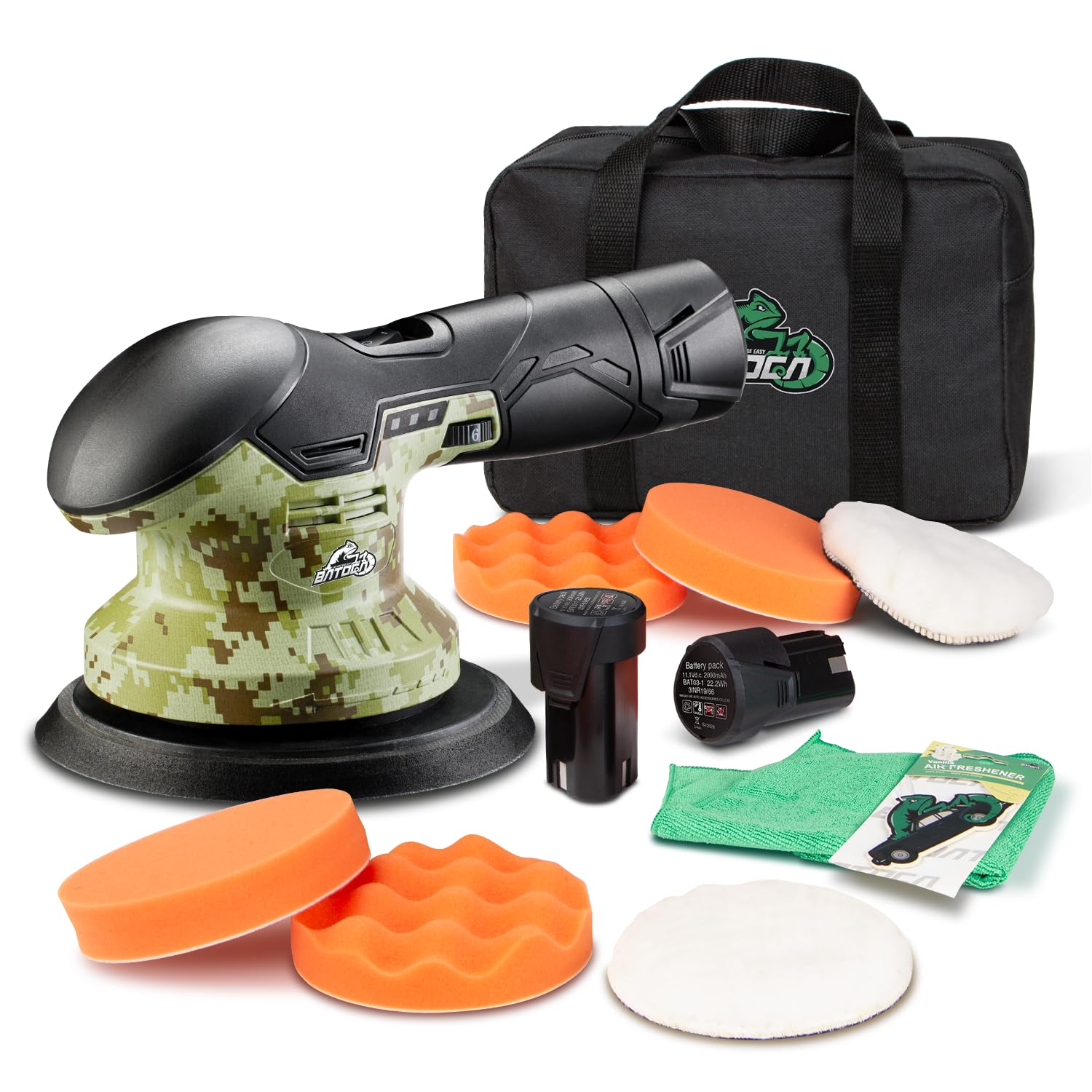 BATOCA 2026 S3 Cordless Car Buffer Dual Action Polisher, Camouflage Pattern