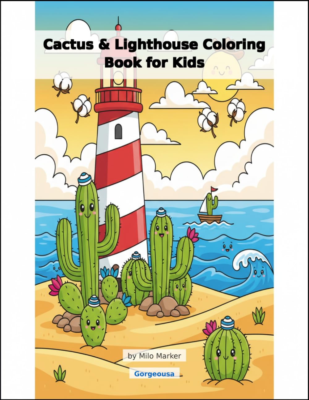 Cactus & Lighthouse Coloring Book for Kids