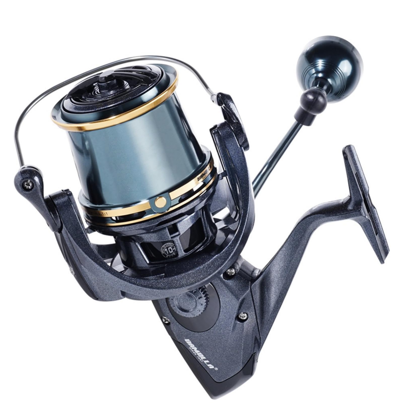 Heavy Duty Spinning Reel Metal Body with CNC Machined Spool 55LB Max Drag 8/10+1 BB Ultra Smooth 4.1/4.6/4.8:1 High Speed Gear Ratio Saltwater Freshwater Fishing Reel for 8000 to 16000 Series