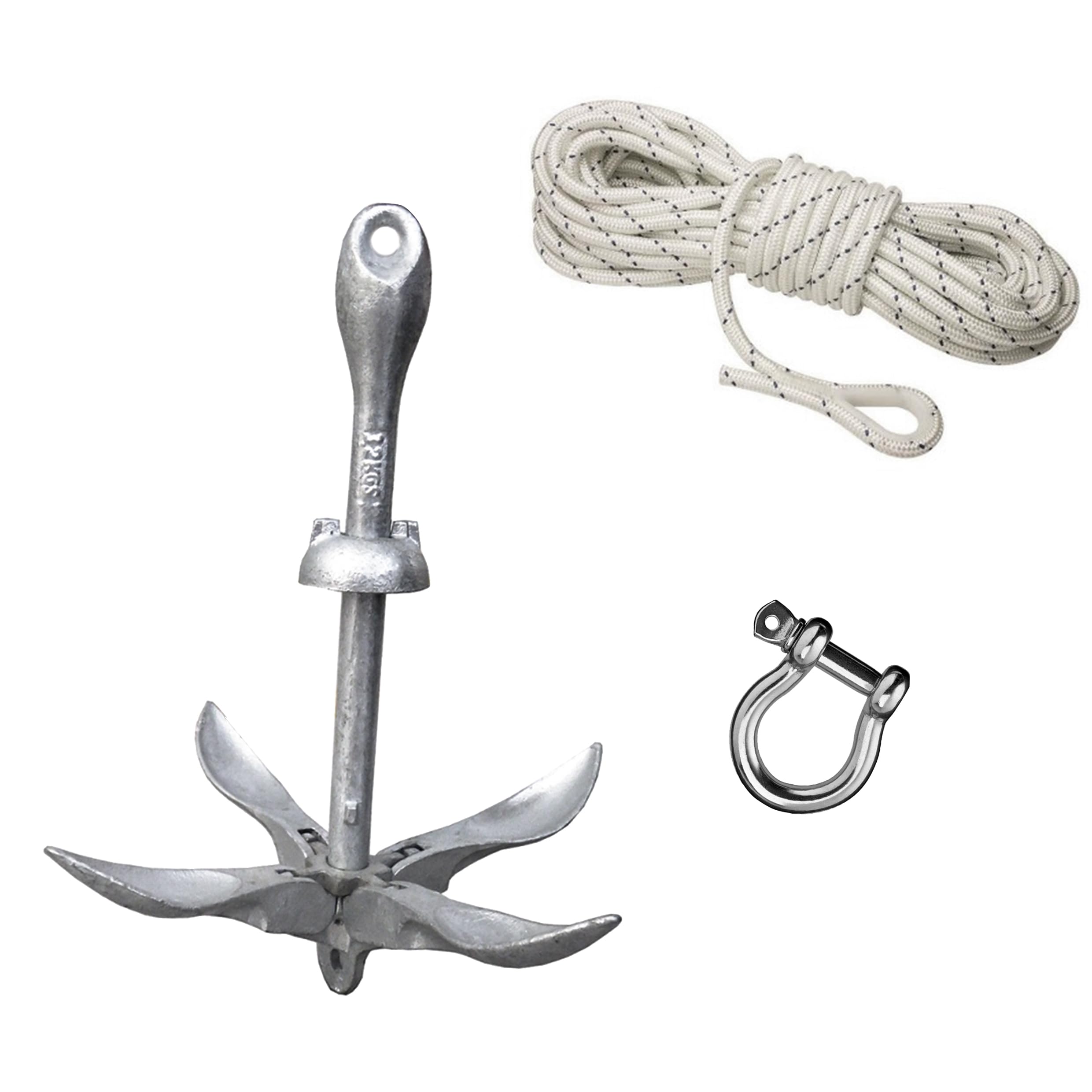 Kit Ancora Ombrello + Cima da 30 Metri - per, Barca, gommone, Vela, Navigazione