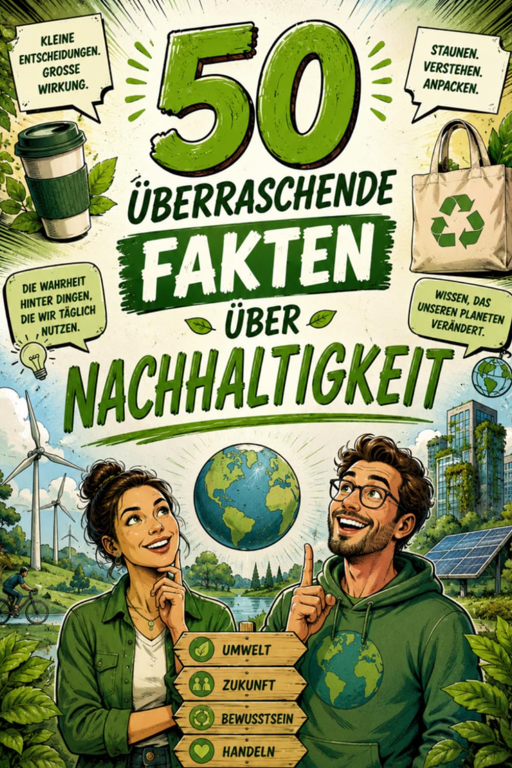 50 überraschende Fakten über Nachhaltigkeit: Spannende Einblicke in Fast Fashion, Greenwashing, Klimaschutz, Recycling & Innovationen | Umweltschonend gedruckt auf Holzschliffpapier