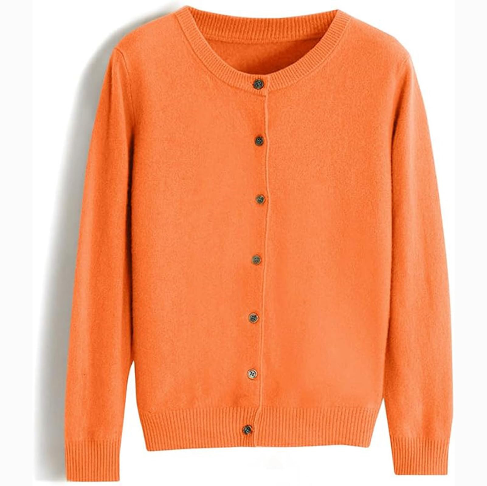 Cappotto di Maglia Classico con Bottoni, Maglione Corto in Lana con Scollo Rotondo, Cardigan Elegante e Leggero, Maglione da Donna in Maglia