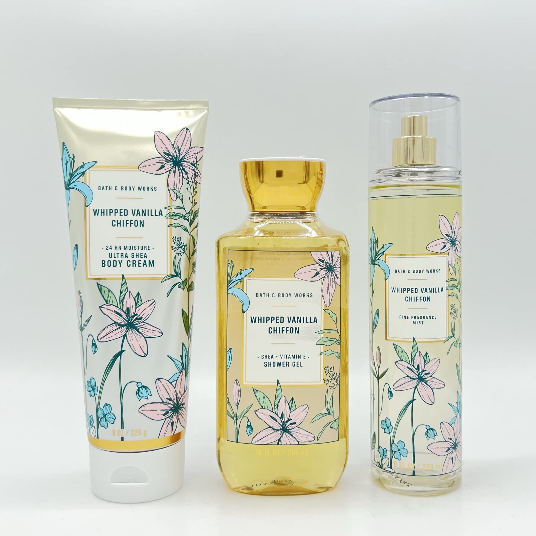 Amazon.com : Bath & Body Works WHIPPED VANILLA CHIFFON - Trio Gift Set -  Body Cream - Shower Gel and Fragrance Mist - Full Size : Beauty & Personal  Care