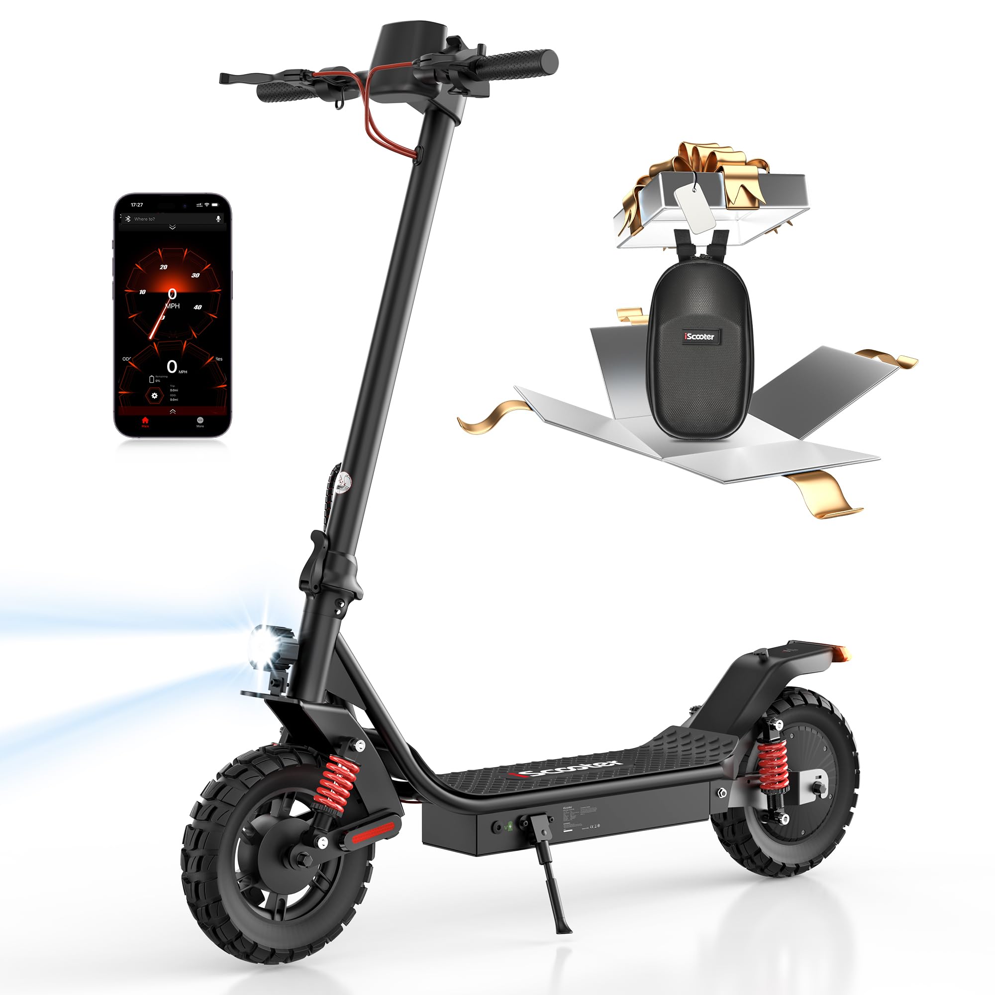 iScooter Adults Electric Scooter, 28 MPH Max Speed, 37 Miles Long Range, Foldable E-Scooter with 10