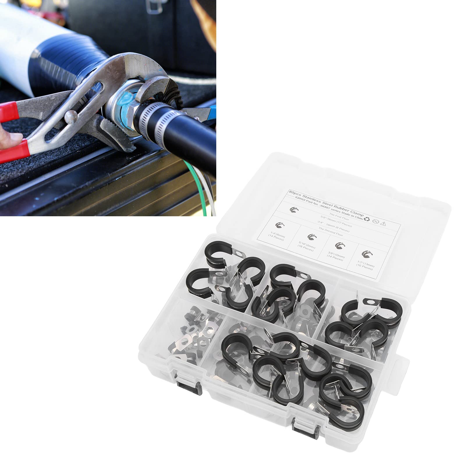 Set da 80 pezzi Morsetti per cavi Clip in acciaio inossidabile per supporto per tubo