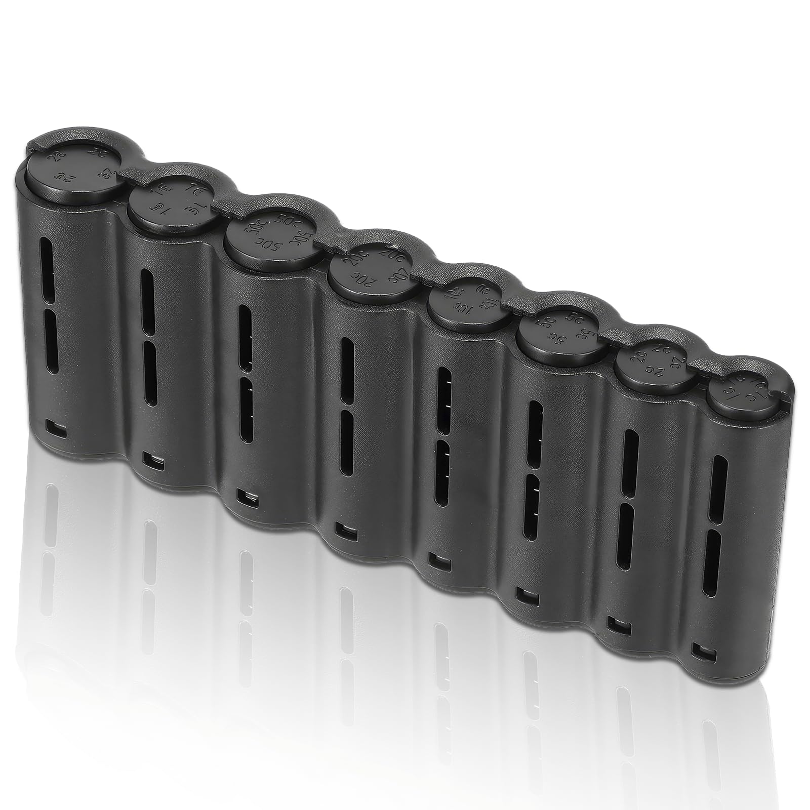 Portamonedas Taxi Portamonedas Euro Organizador Monedas Caja de almacenamiento Plástico Dispensador de monedas Clasificador Fácil cambio Monedero para taxista/bar restaurante (Negro 8 Ranuras)
