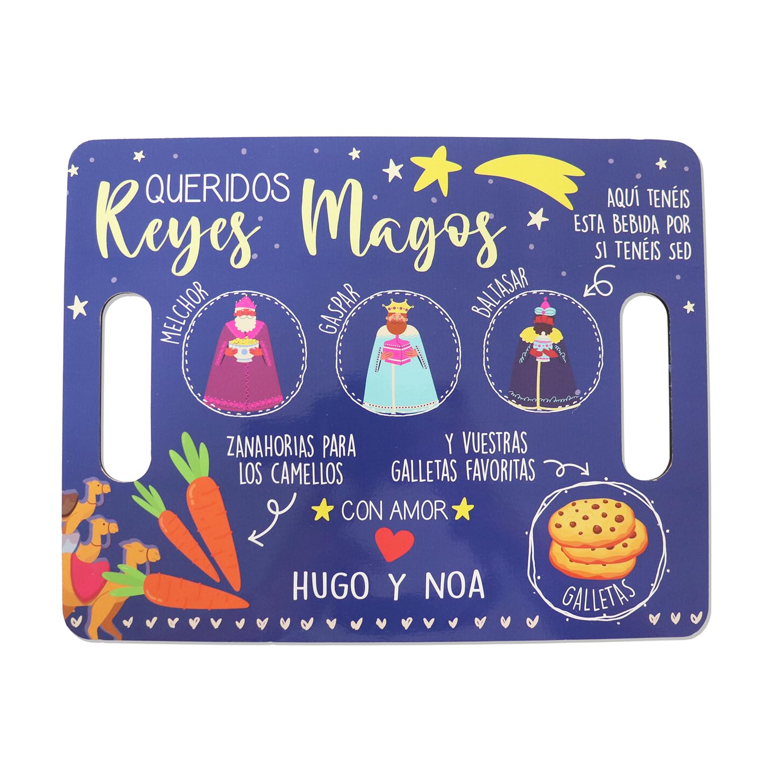 Bandeja personalizada REYES MAGOS MULTICOLOR. Regalos para Navidad. Decoración navideña. Regalos personalizados. Regalos para niños. Tartas de pañales y más.