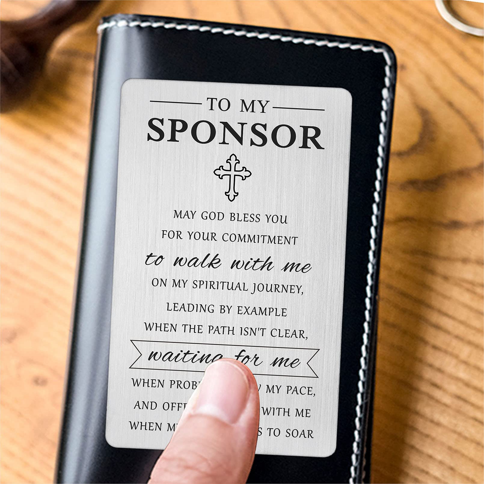Laluminter Confirmation Sponsor Gifts - May God Bless You Sponsor Engraved Wallet Card for Women Men - Thank You Card to My Sponsor