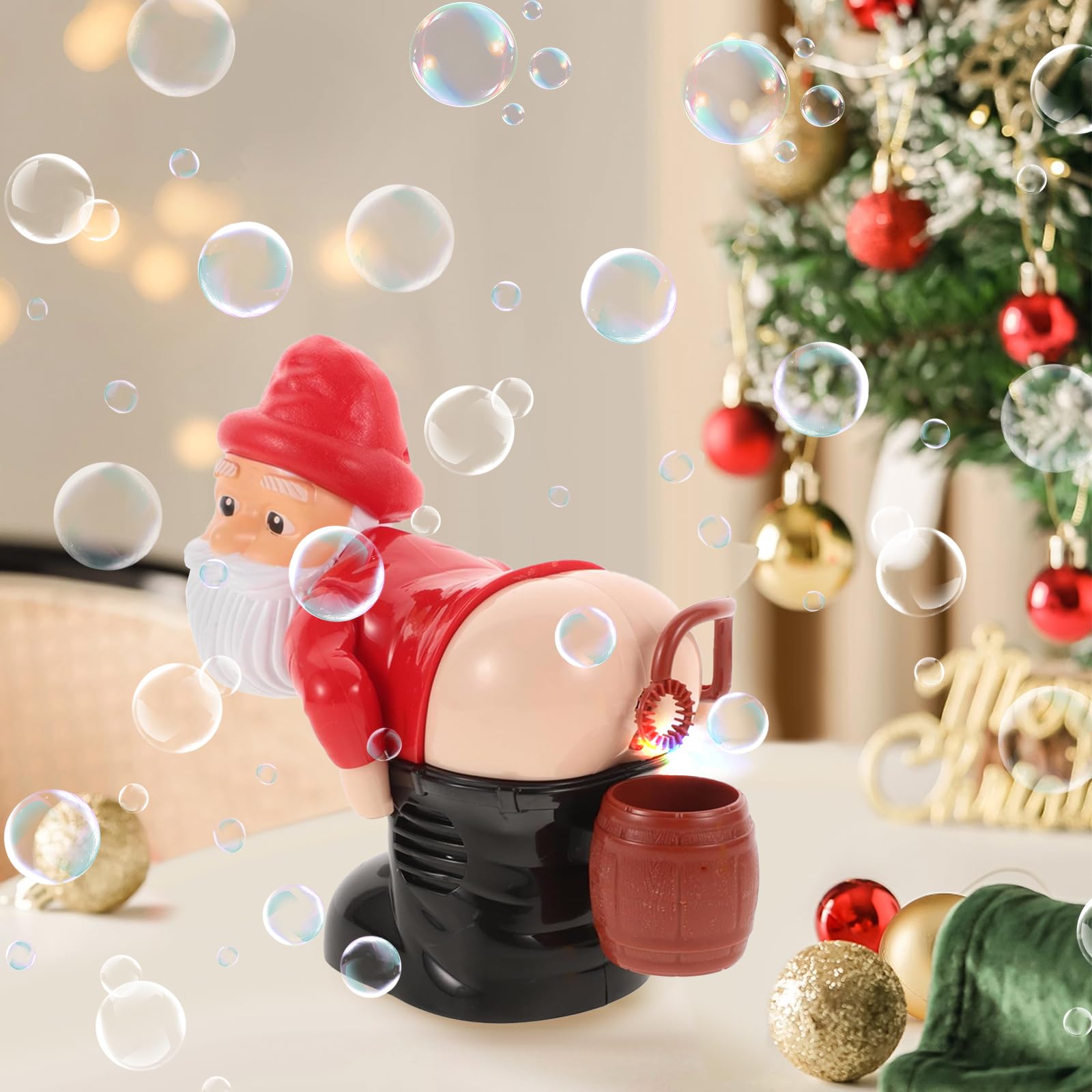 Bubble Solution Farting Santa Bubble Machine,Farting Bubble Machine,Santa Automatic Bubble Machine,Electric Blowing Bubble Toy with Light and Music,Funny Gifts for Christmas Birthdays,Parties - Image 4