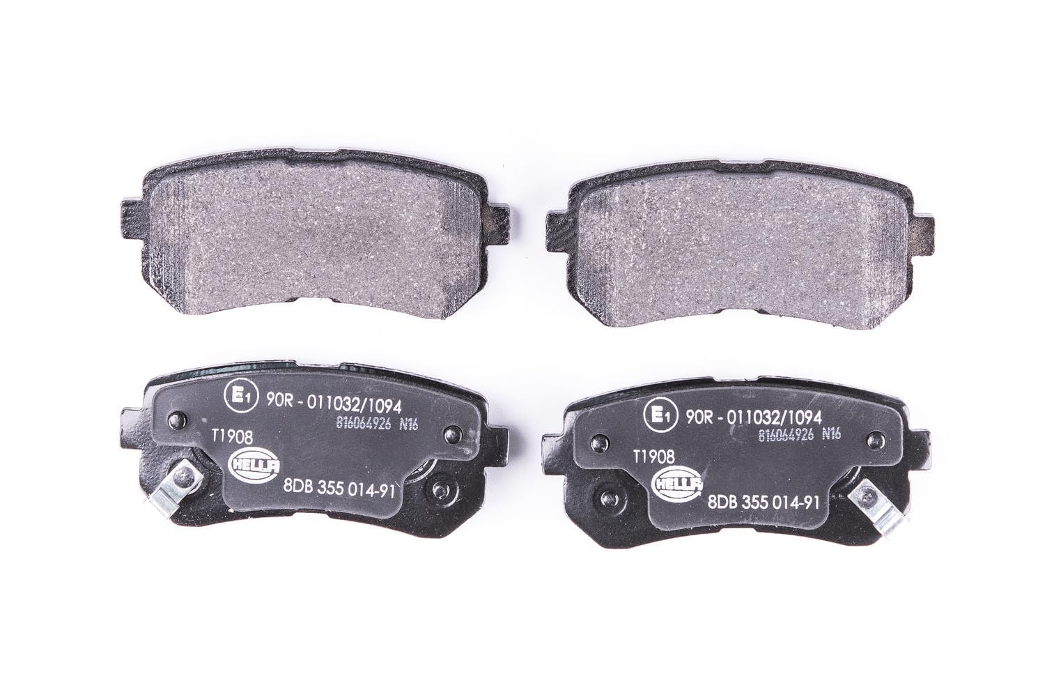 HELLA 8DB 355 014-911 Brake pad set - with acoustic wear warning - T1908 - for e.g. HYUNDAI