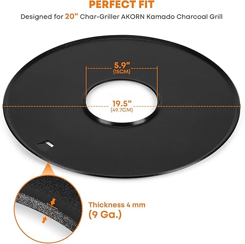 Miniatura 2 de Stanbroil Inserto redondo para parrilla Char-Griller AKORN Kamado de 20 pulgadas, revestimiento antiadherente, placa de placa de plancha plana color
