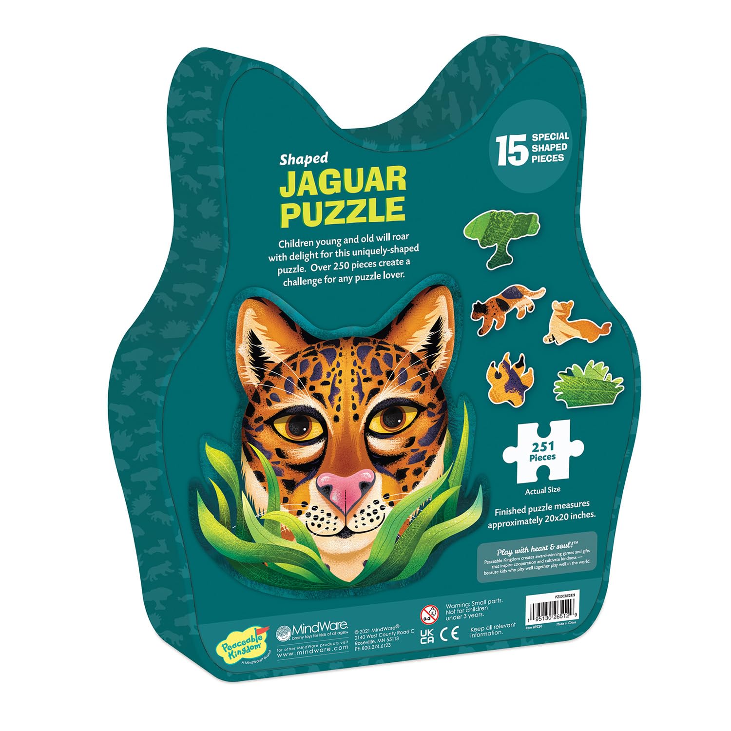 Peaceable Kingdom Jaguar-Shaped 251-Piece Puzzle for Kids Ages 7 & Up - Includes 15 Fun-Shaped Puzzle Pieces - Great for Classrooms or Home Use - Image 4