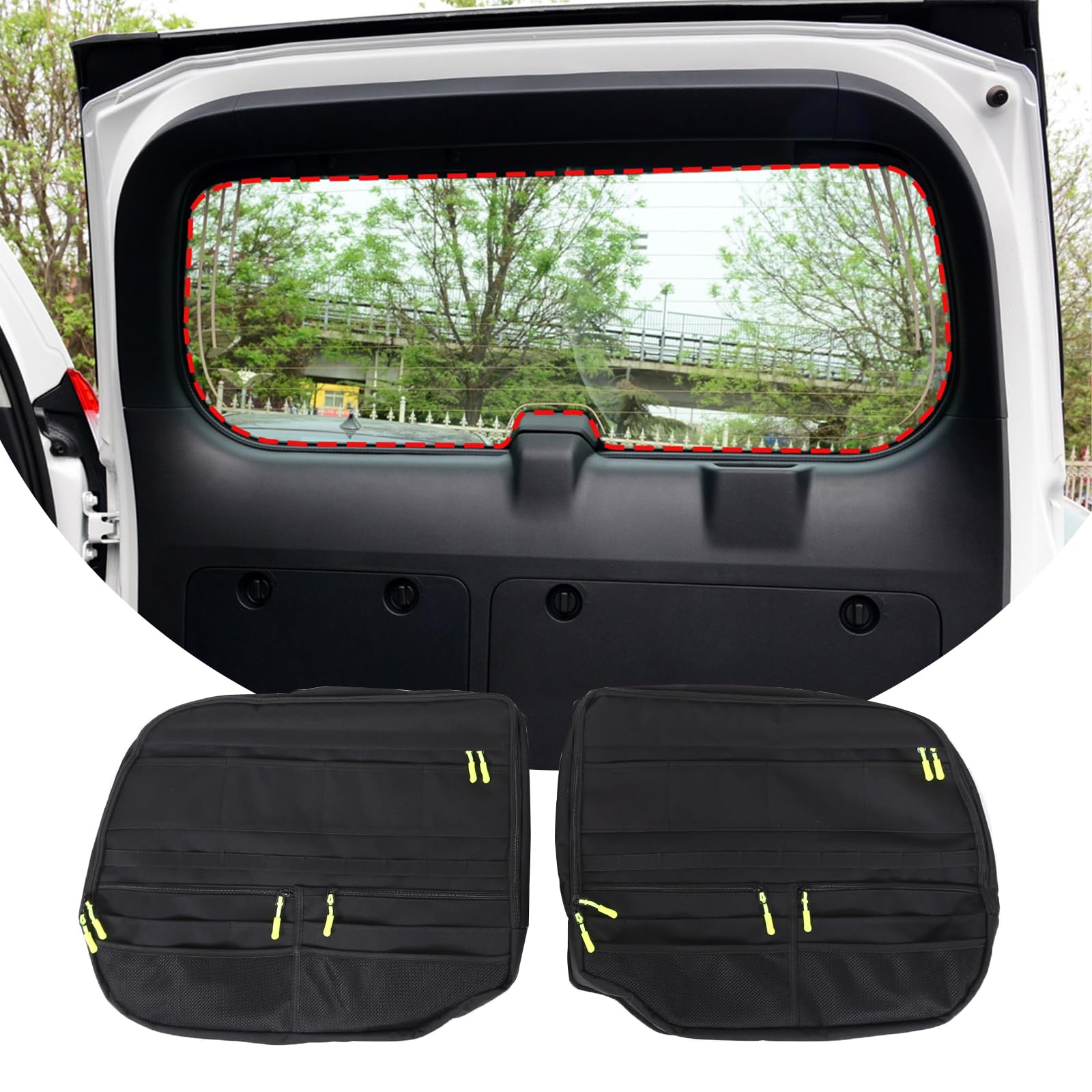 LLKUANG Trunk Tailgate Organizer Bag Compatible with Toyota Land Cruiser Prado 150 LC150 2010-2019 Tailgate Glass Window Package Storage Box Organizer Oxford Cloth Storage Bag Space Saving