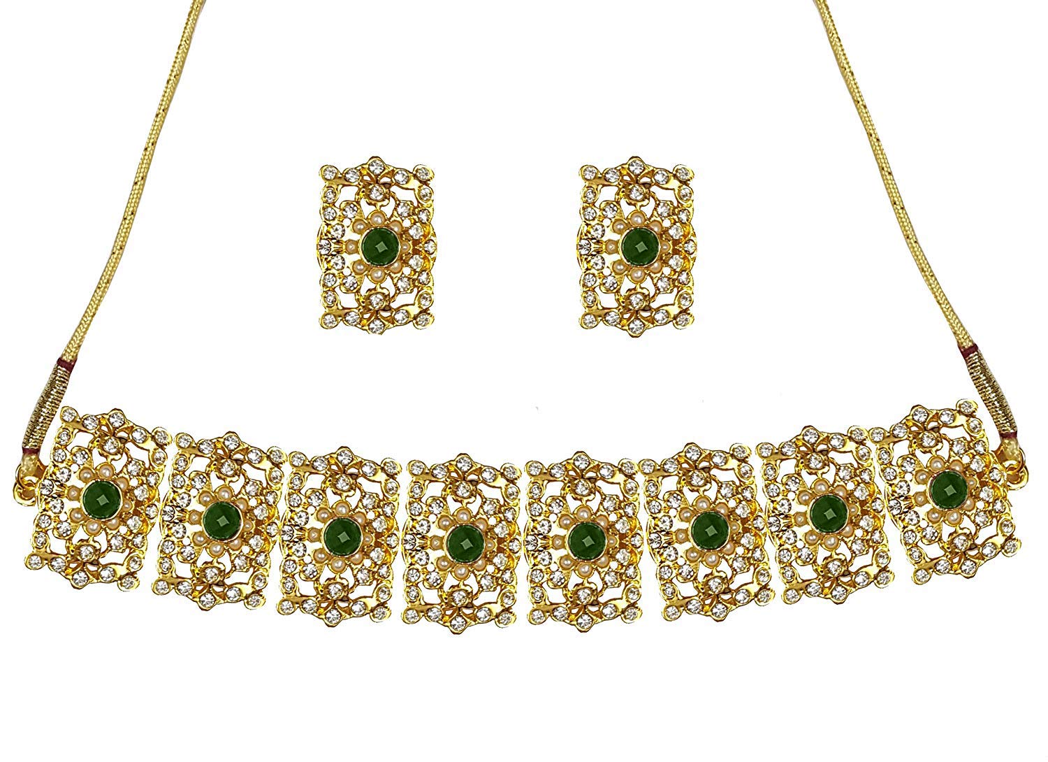 YouBella Jewellery Set for Women Mughal Era Traditional Necklace Jewellery Set with Earrings for Girls/Women (Green) (B07S9QZ9RC) Amazon Price History, Amazon Price Tracker
