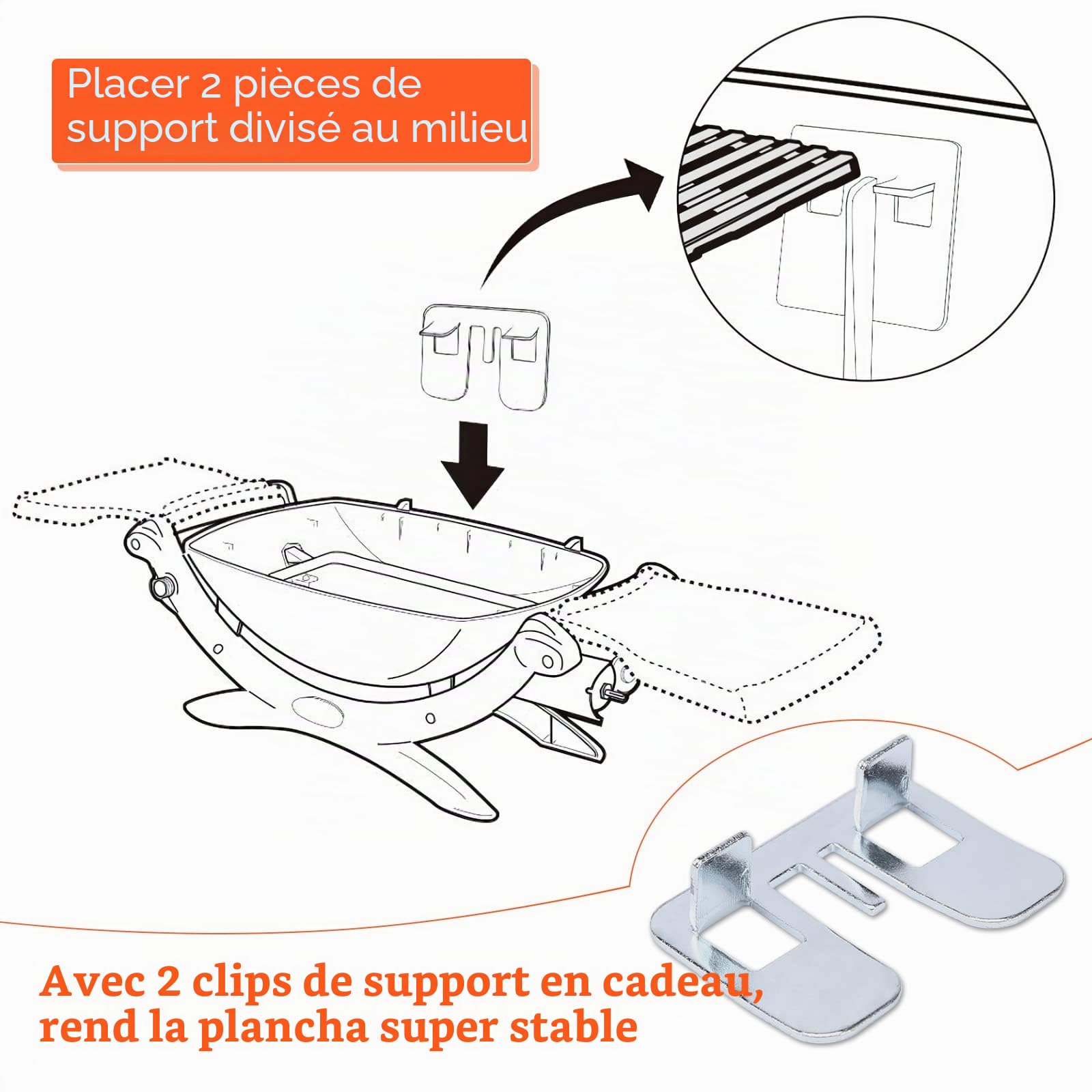 7645 Grille de cuisson en fonte – pièces de rechange pour Weber Q200, Q220, Q2000, Q2400 Series barbecues à gaz, 27,3 × 38,8 cm Grille en fonte compatible avec Weber 7645, 65811, 69935, 396000, 396001