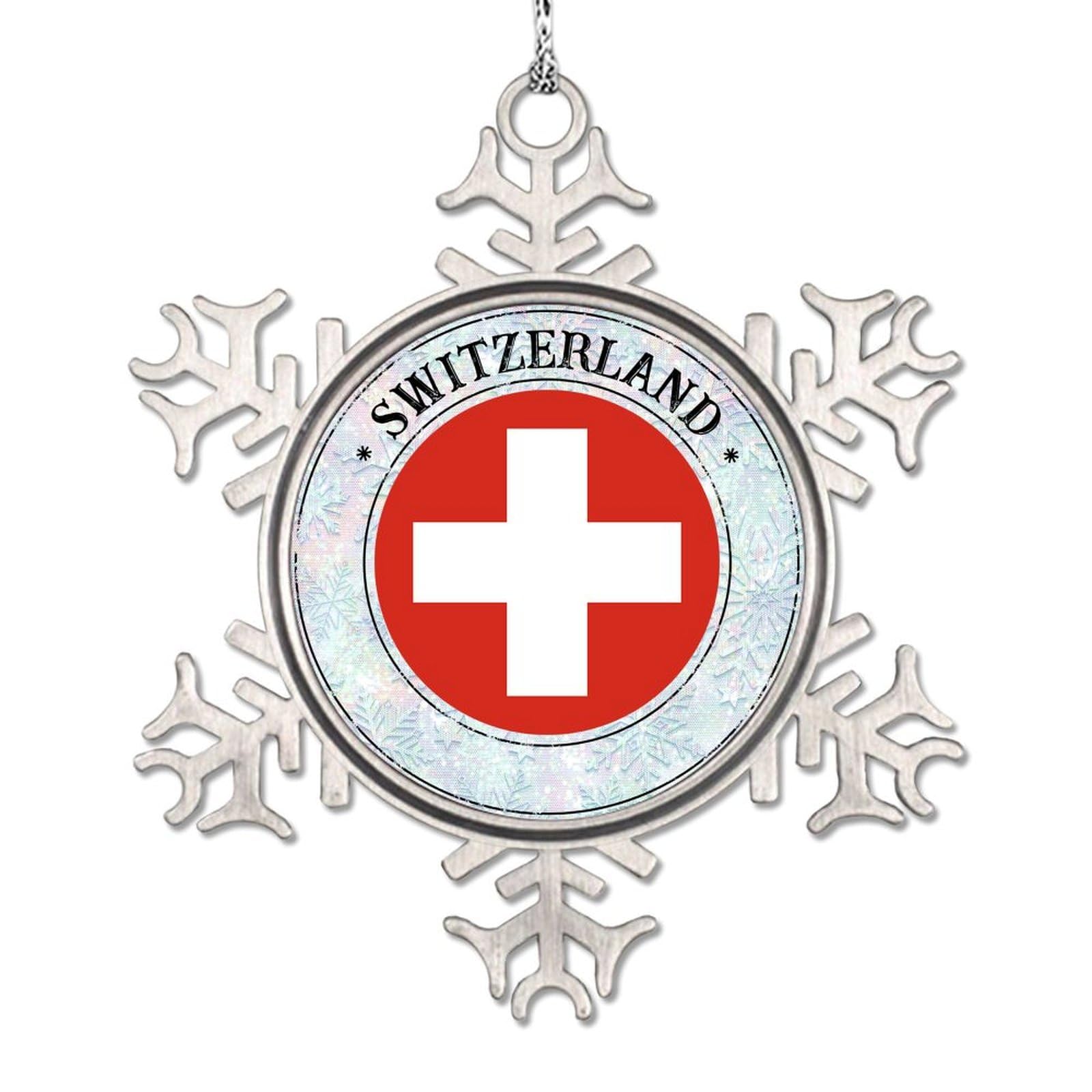 Décorations de Noël drapeau de la Suisse : ambiance chalet de montagne
