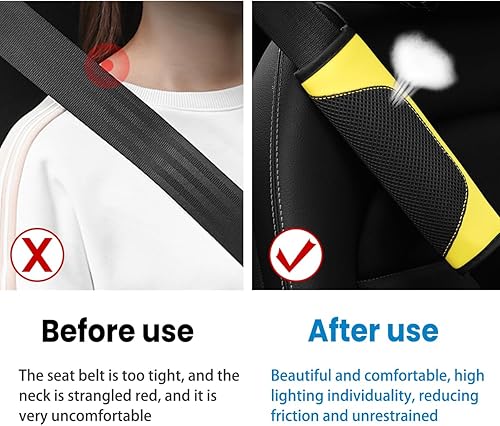 Miniatura 9 de BESULEN Fundas para cinturón de seguridad de automóvil, 2 unidades de malla de cuero, protector universal para correa de hombro para cinturón de