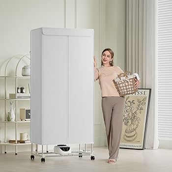 Electric Clothes Dryer With Sock Clip, 2-Tier Foldable Heated Clothes Airer With Cover,15KG Large Capacity Warm Air Drying Wardrobe,1500W Heated Clothes Airer,Energy-Efficient Clothes Drying Rack