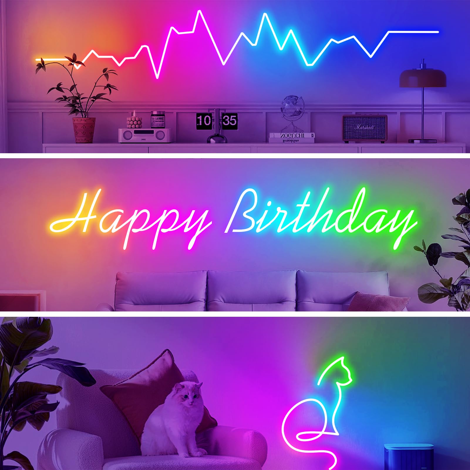 CCILAND LED Neon Strip 10M RGB LED Light 24V Smart Colour Changing Lights APP with Remote Control,DIY Silicone,High Brightness,Music Sync Ultra Flexible for Bedroom Living Room Decor (RGB)