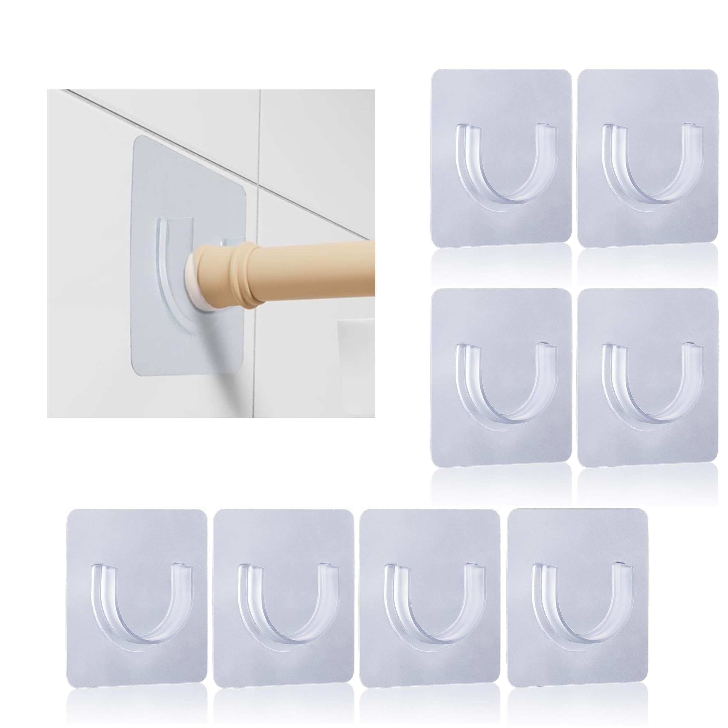 REWOP Adhesive Wall Hooks for Heavy Items Stainless Steel, PVC, ABS Nail Free Seamless Adhesive Non-Trace No Drilling Installation Hanging, Waterproof Screws Wall Hook (U Shape Hooks, 20)-image-4