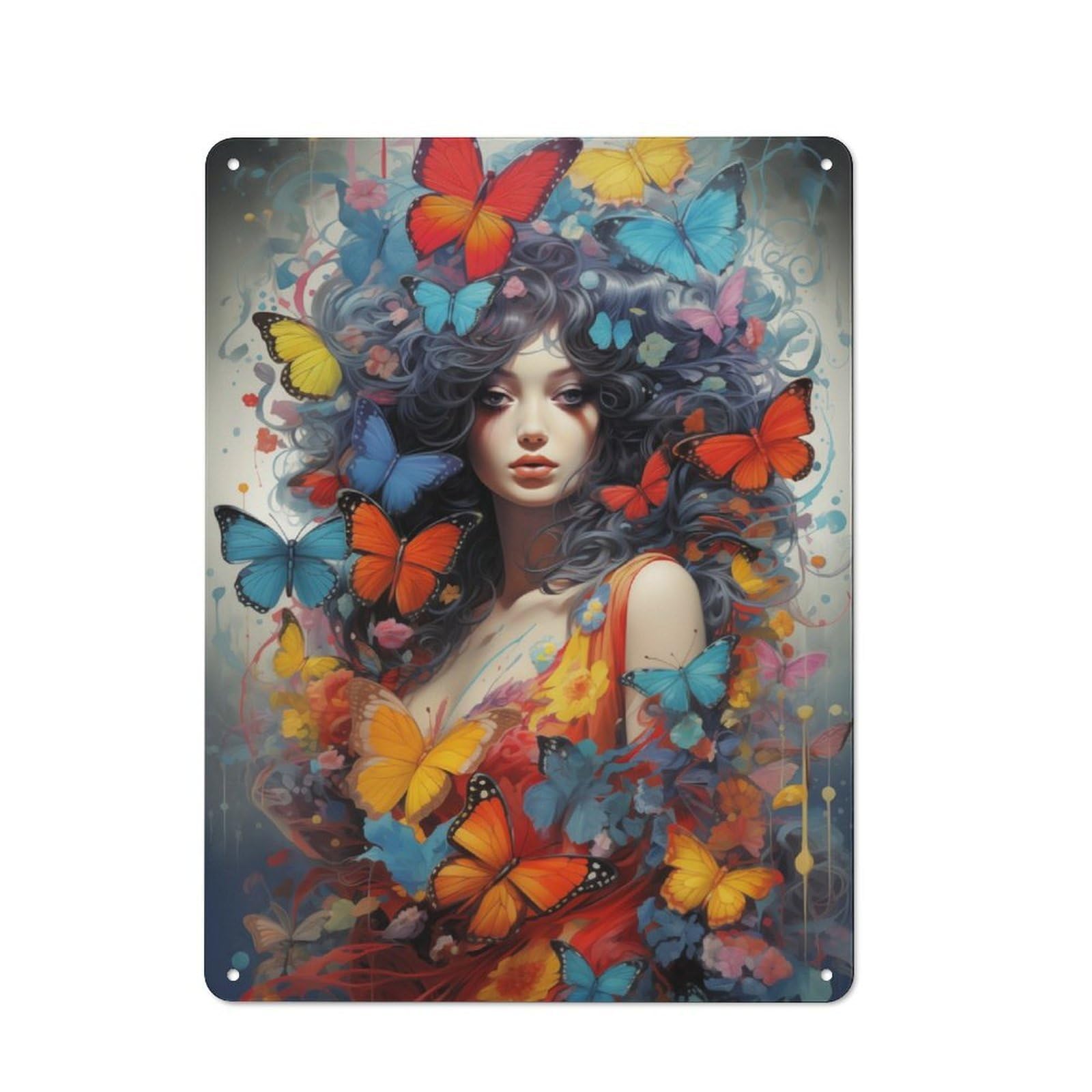Junmoney Butterflies 3 Metal Plaque 40X30cm With For Pub Or Café, Rustic Decor, For Pub Decor Enthusiasts